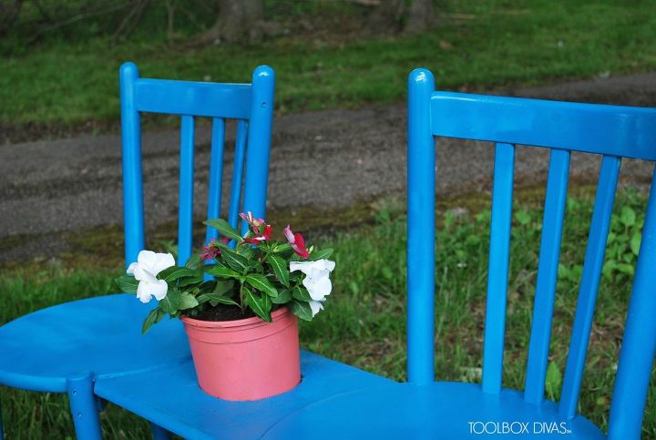 chair bench with planter, gardening, how to, outdoor furniture, painted furniture, repurposing upcycling