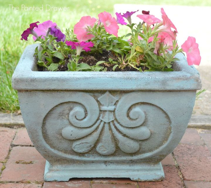 updating and painting old concrete planters, chalk paint, concrete masonry, container gardening, gardening