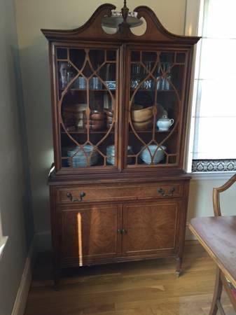 vintage china cabinet makeover, painted furniture, Before the transformation