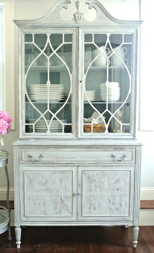 vintage china cabinet makeover, painted furniture