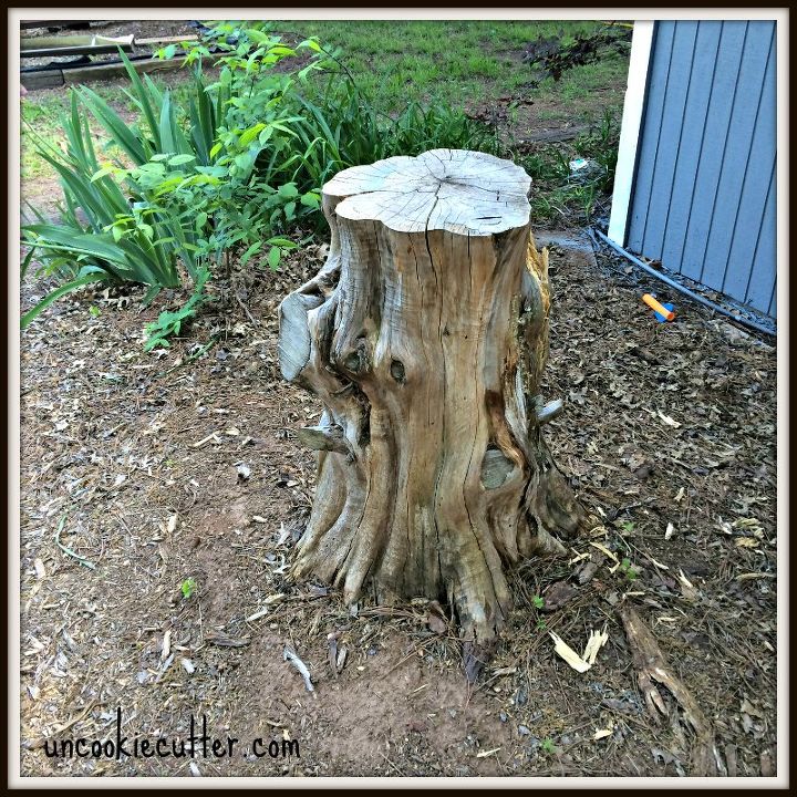 tree stump end table, painted furniture, repurposing upcycling, rustic furniture