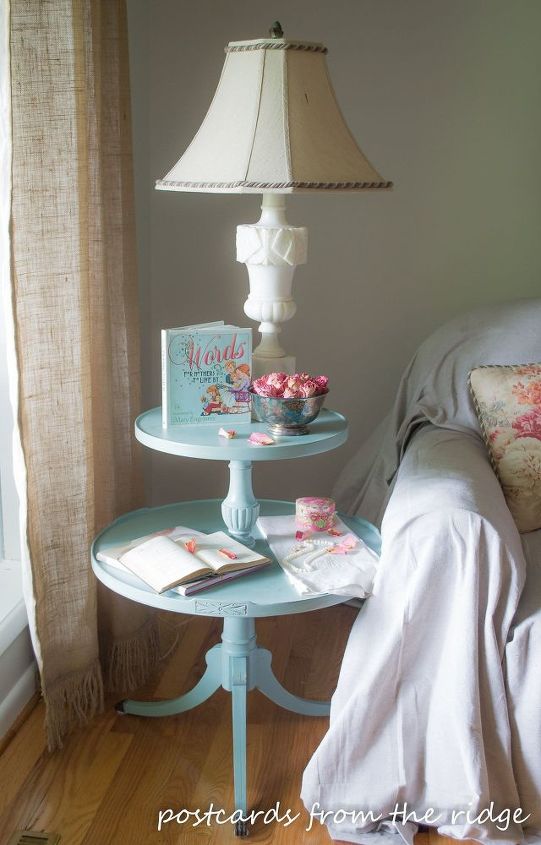 old tiered table makeover, painted furniture