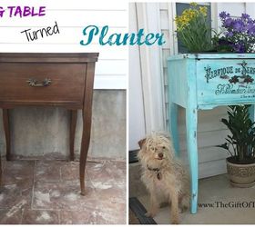 sewing table turned planter, container gardening, gardening, porches, repurposing upcycling