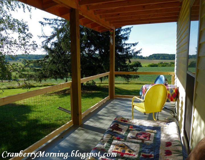 q distance between balusters on front screned porch railing, outdoor living, porches, Our temporary railing for last summer s family reunion