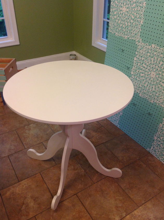 a little ikea table gets a big makeover ces stephanie s lace allover, chalk paint, painted furniture, IKEA s HEMNES Bedside table in white