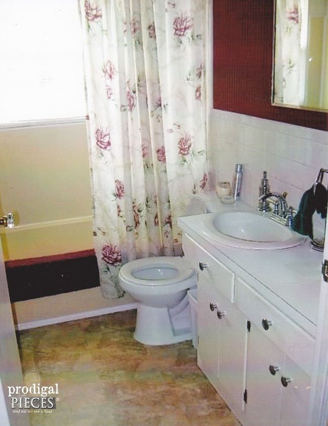 budget friendly farmhouse bathroom remodel reveal bathroom ideas painted furniture repurposing upcycling