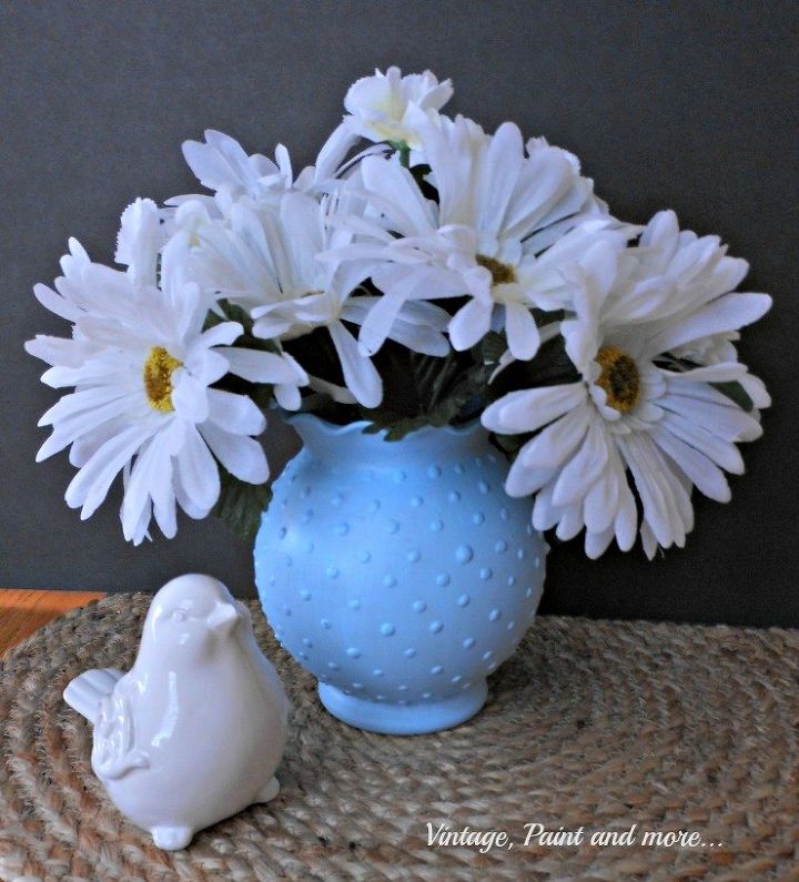 diy blue hobnail glass vase, crafts, repurposing upcycling
