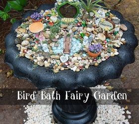 repurposed bird bath to fairy garden, container gardening, gardening, outdoor living, repurposing upcycling