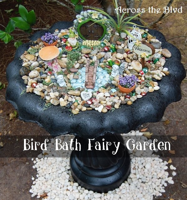 repurposed bird bath to fairy garden, container gardening, gardening, outdoor living, repurposing upcycling