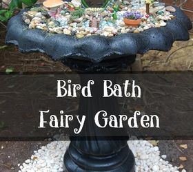 repurposed bird bath to fairy garden, container gardening, gardening, outdoor living, repurposing upcycling