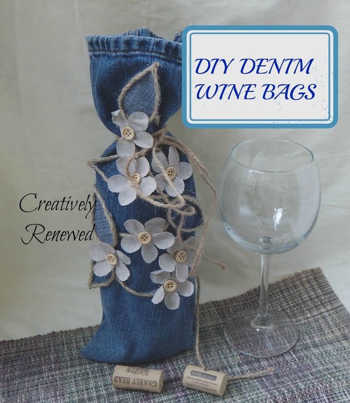 diy denim wine bag, crafts, how to, repurposing upcycling