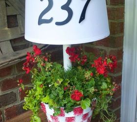 solar powered front porch lamp and planter, crafts, gardening, how to, lighting, outdoor living, porches