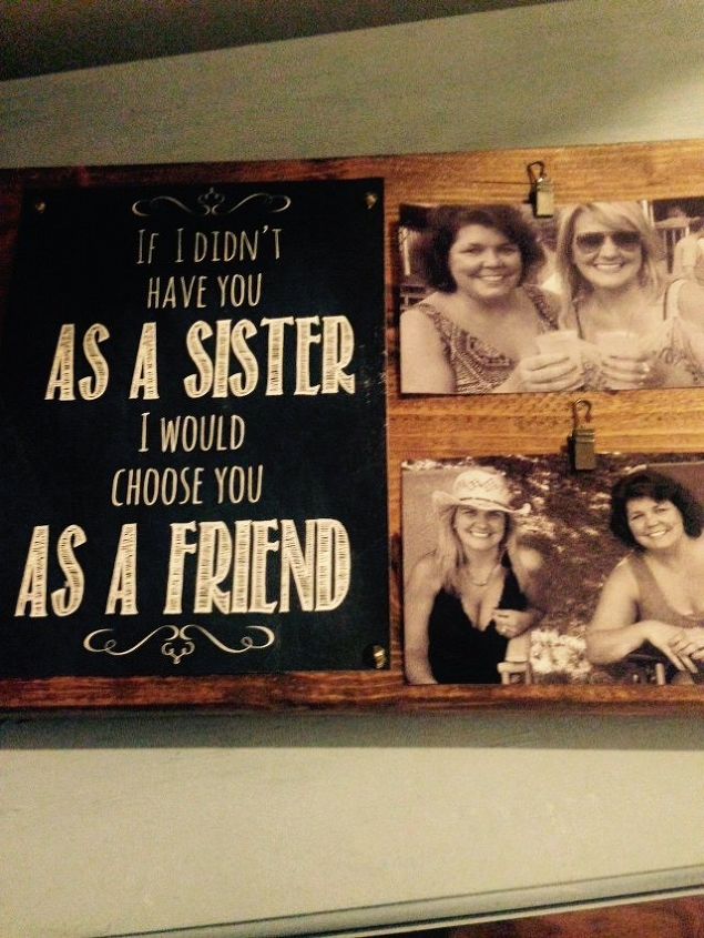 regalo para hermanas con foto en bloque de madera