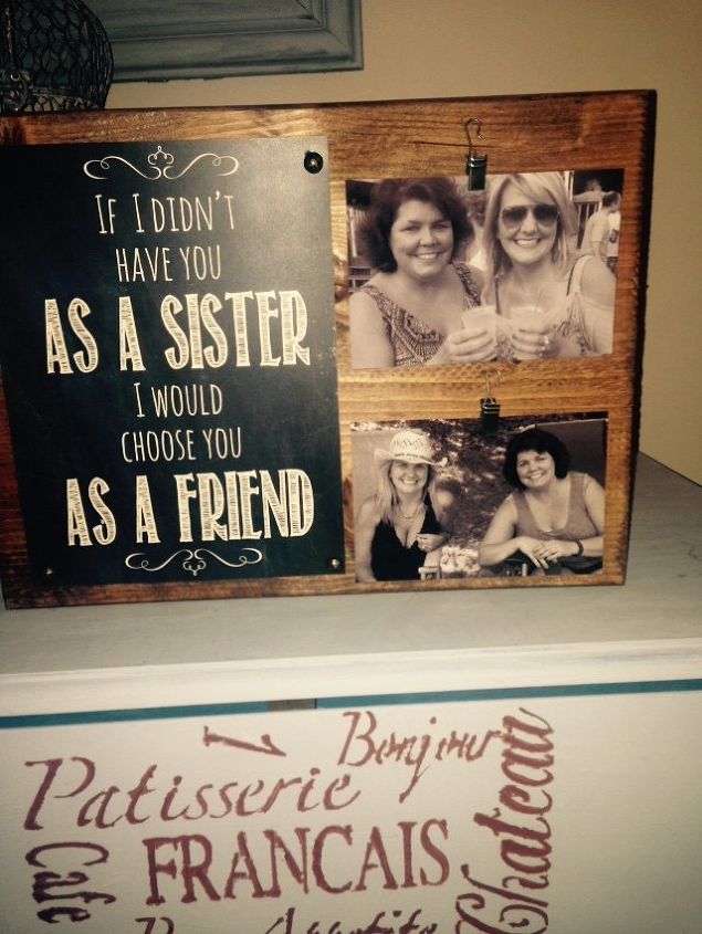 regalo para hermanas con foto en bloque de madera