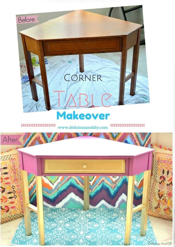 corner table makeover, painted furniture