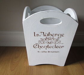 chalk painted french stenciled waste basket, chalk paint, crafts, repurposing upcycling, shabby chic
