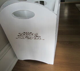 chalk painted french stenciled waste basket, chalk paint, crafts, repurposing upcycling, shabby chic