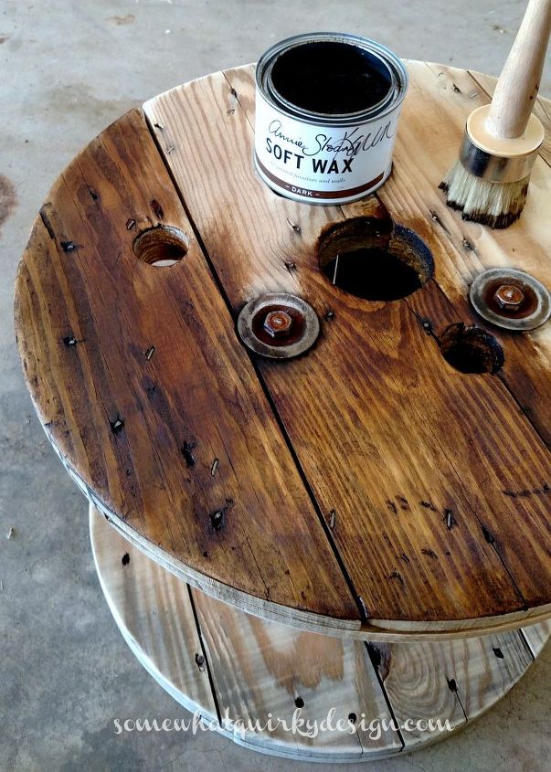 spool table, painted furniture, repurposing upcycling