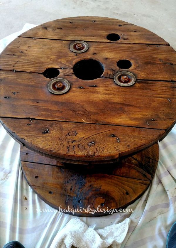 spool table, painted furniture, repurposing upcycling