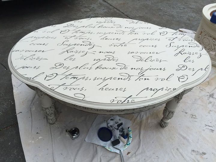 habitat restore coffee table gets a french connection, chalk paint, outdoor furniture, painted furniture