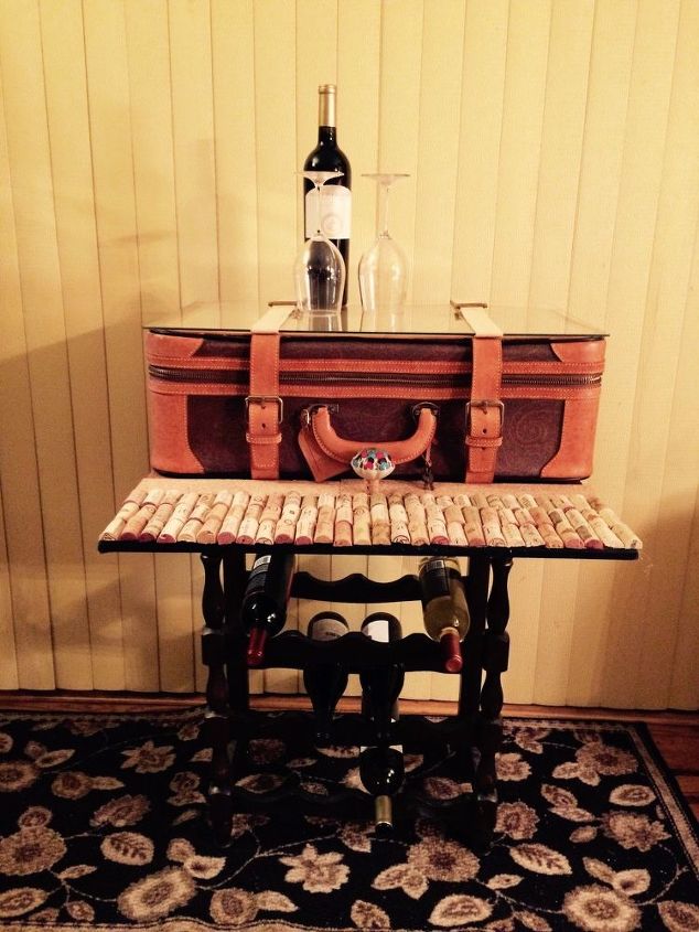 repurposed suitcase to wine table, painted furniture, repurposing upcycling