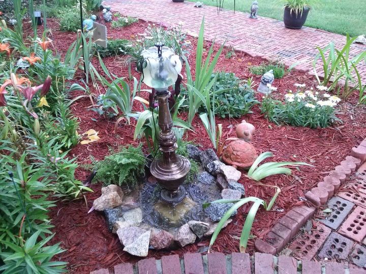 old lamps to classic fountain, gardening, lighting, ponds water features, repurposing upcycling