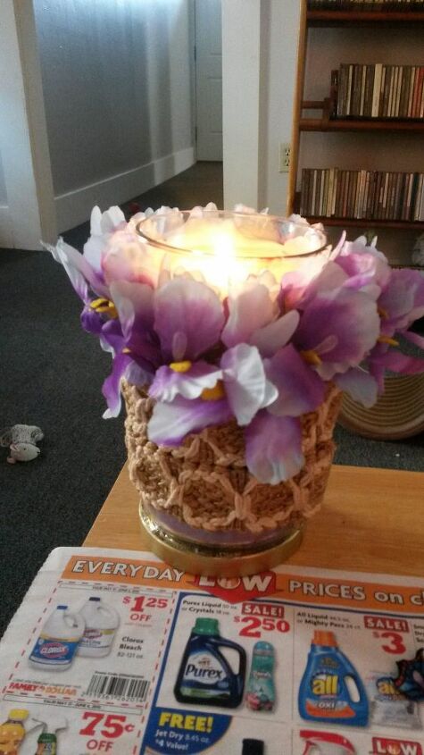 upcycled candle given a new life, crafts, repurposing upcycling