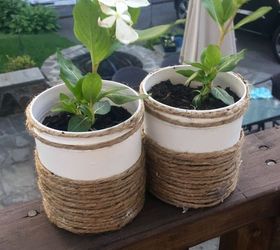 tiny flower containers, container gardening, gardening, repurposing upcycling