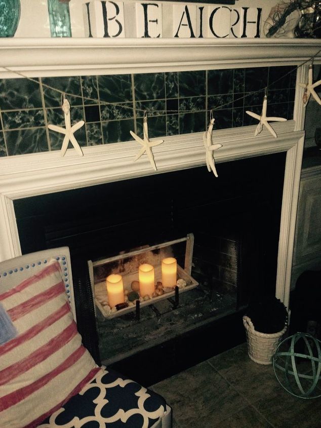 summer coastal mantel, fireplaces mantels