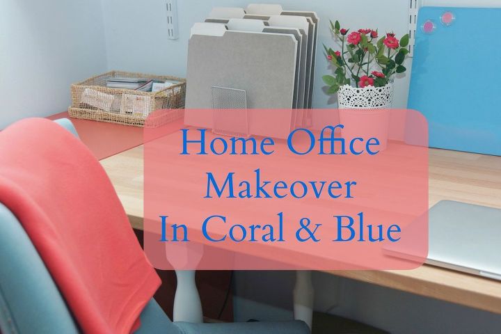 cambio de imagen de la oficina en casa en coral y azul