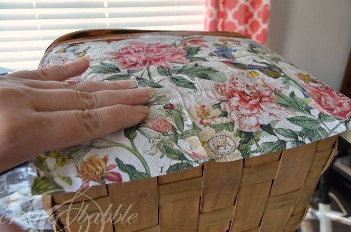 decoupaged picnic basket, crafts, decoupage, how to