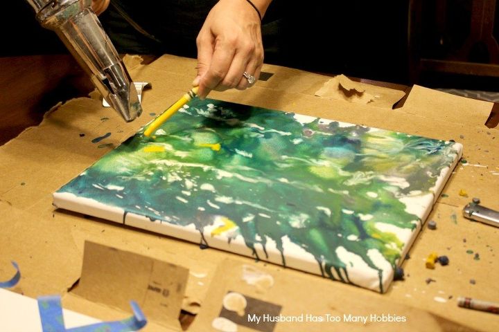 diy abstract art using melted crayons, crafts, repurposing upcycling, wall decor