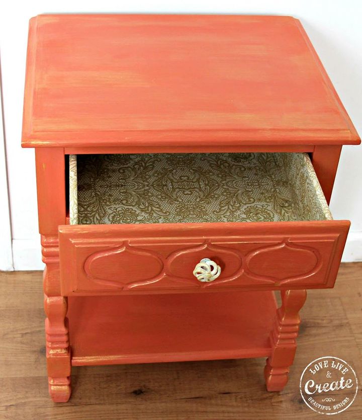 briliant idea for extra storage in small nightstand, painted furniture, repurposing upcycling, storage ideas