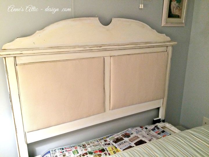 new shabby chic look for an old headboard, chalk paint, painted furniture, shabby chic, reupholster