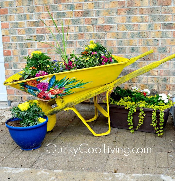 upcyced wheelbarrow for the garden, container gardening, gardening, repurposing upcycling