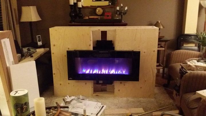 living room and mantle makeover, diy, fireplaces mantels, how to, living room ideas, Fireplace Box for TV