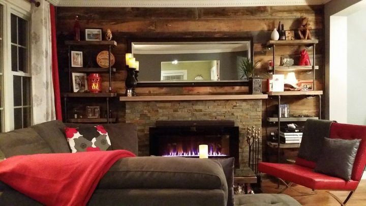 living room and mantle makeover, diy, fireplaces mantels, how to, living room ideas, Finished Fireplace Wall