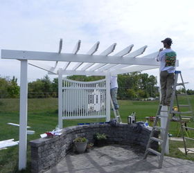 pergola on a curved patio, outdoor living, patio