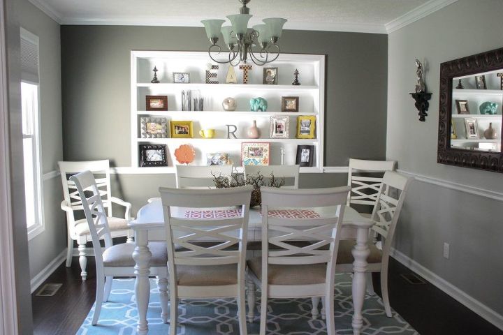 complete dining room makeover, dining room ideas, paint colors, shelving ideas, wall decor