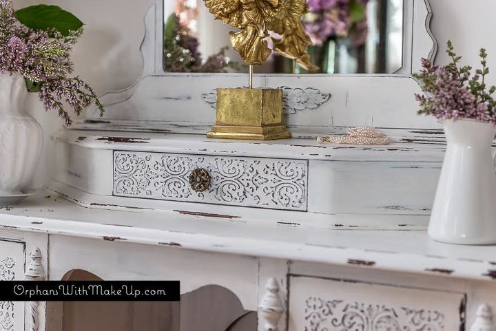 embossing plaster dressing table, painted furniture