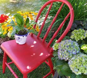 little red garden chair, outdoor furniture, outdoor living, painted furniture