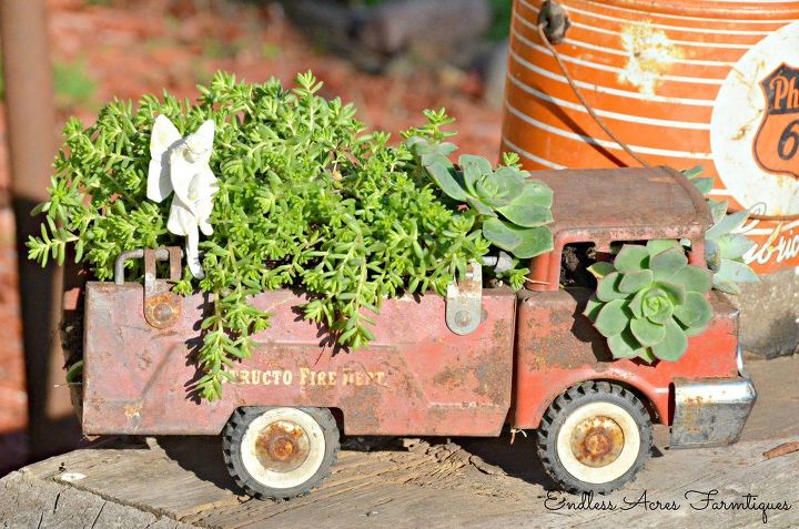 mini truck gardens containers, container gardening, gardening, repurposing upcycling