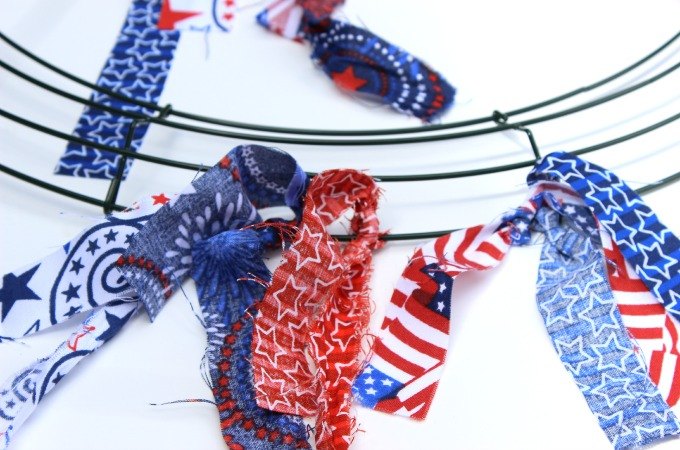 patriotic rag wreath, crafts, how to, patriotic decor ideas, repurposing upcycling, seasonal holiday decor, wreaths