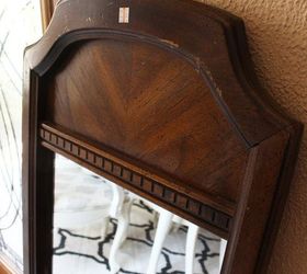 fabric inlaid mirror, how to, painted furniture, reupholster, wall decor