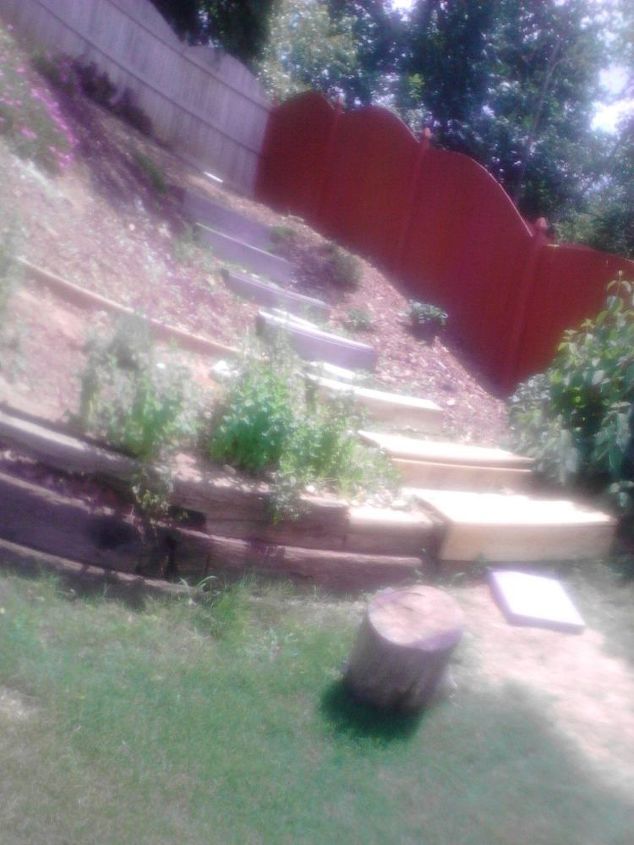 my backyard slope needs serious help, Another view of the steps