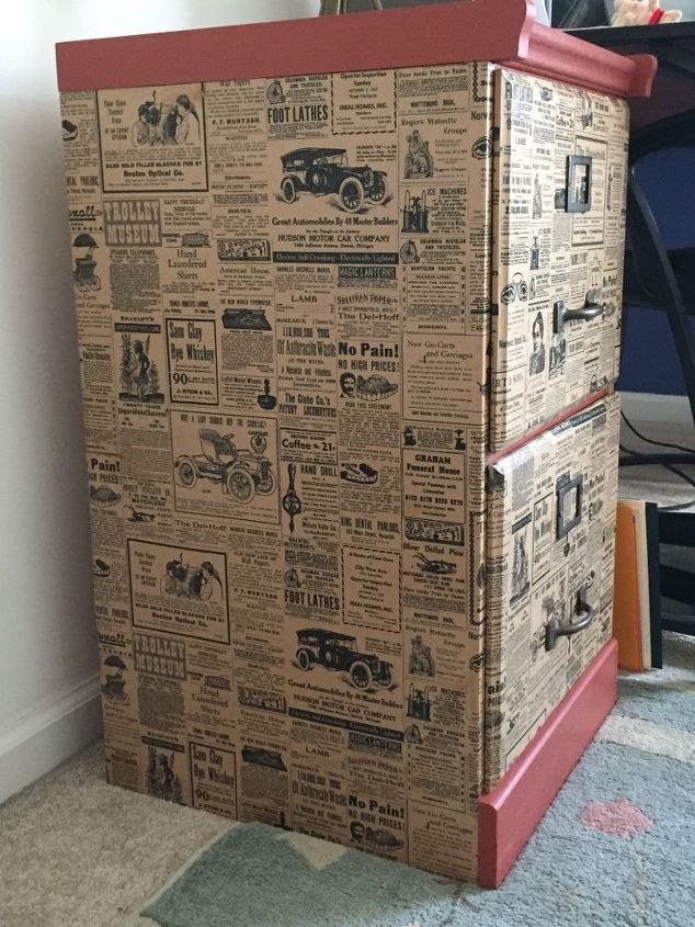 File Cabinet Upcycle With Wrapping Paper Hometalk