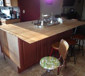 kitchen and dining area cheap makeover, dining room ideas, kitchen design, kitchen island, pallet, repurposing upcycling, Purchased 100 00 in wood for countertop