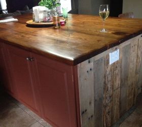 kitchen and dining area cheap makeover, dining room ideas, kitchen design, kitchen island, pallet, repurposing upcycling, Pallet board finish