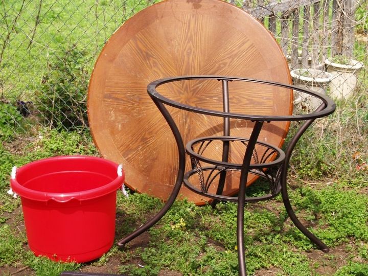 diy built in planter on outdoor table, container gardening, gardening, outdoor furniture, repurposing upcycling