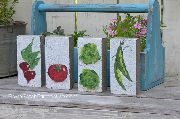 garden markers made out of bricks, concrete masonry, container gardening, crafts, gardening, repurposing upcycling